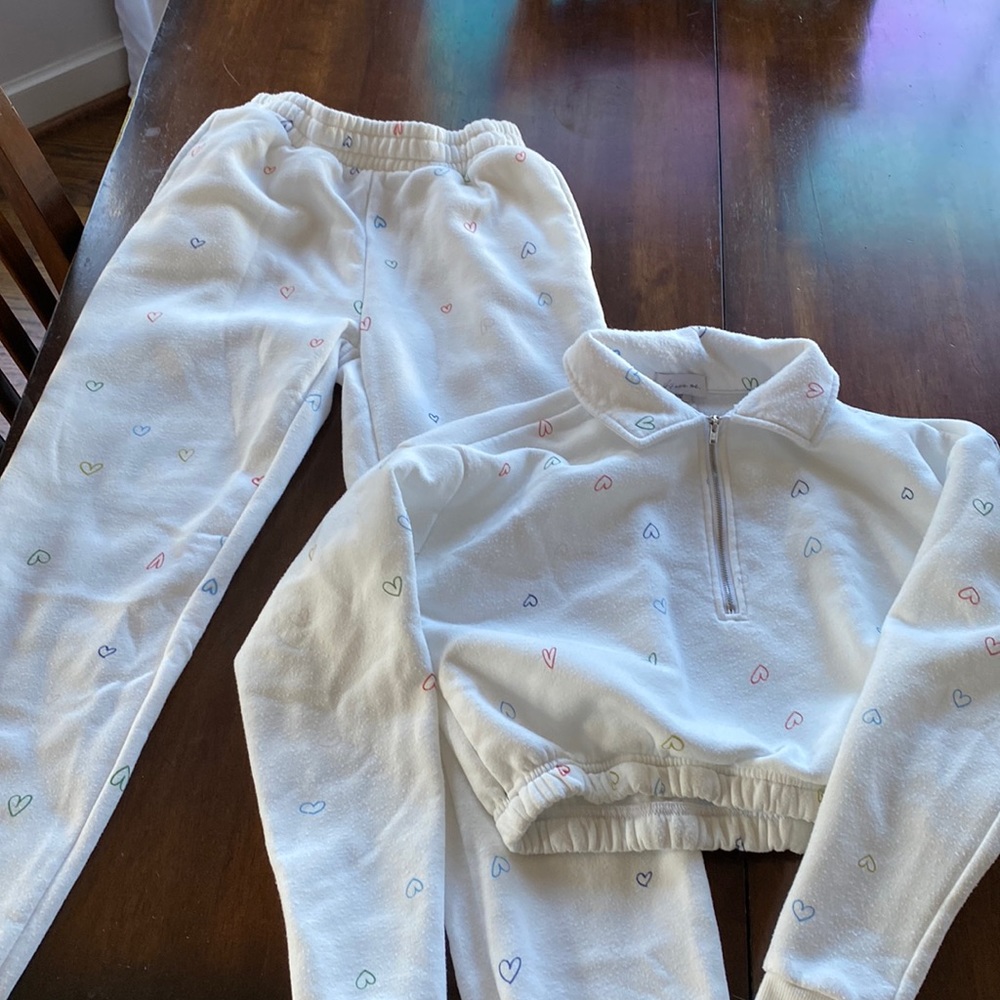 Child size S If It Were Me two piece lounge set with Hearts